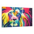 Obraz na płótnie 120x80 - Tęczowy Lew - akwarela, tęczowy lew