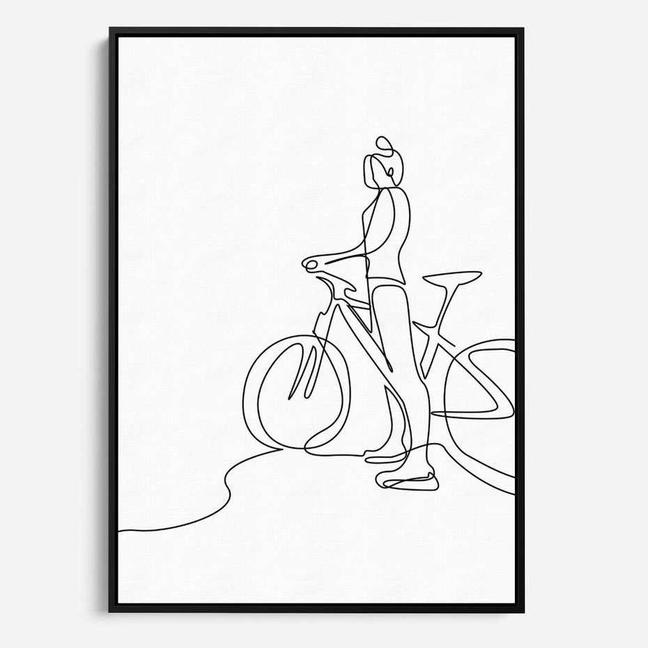 Obraz w ramie 50x70 - Minimalistyczna Przejażdżka - szkic, minimalizm - rama czarna