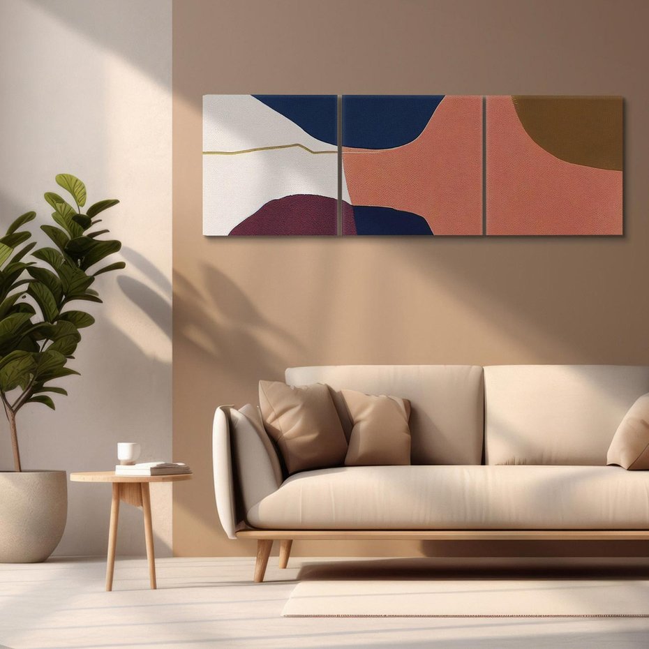 Obraz na płótnie 90x30 - Abstrakt Marsala - nieregularne plamy, kształty