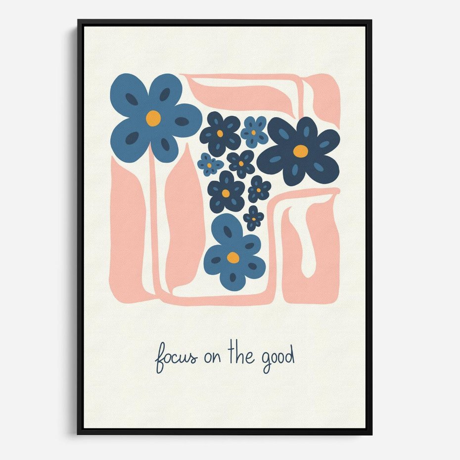 Obraz w ramie 70x100 - Linie kwiatowych marzeń - minimalistyczna kwiatowa kompozycja, pastelowe kolory - rama czarna