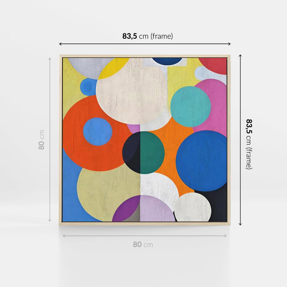 Obraz w ramie 80x80 - Tajemnicze Odbicia Czasu - abstrakcyjne geometryczne kształty, olejny obraz - rama drewno