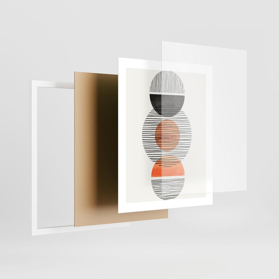 Plakat w ramie 40x50 - Geometryczna Abstrakcja - abstrakcja, nowoczesny obraz - rama biała