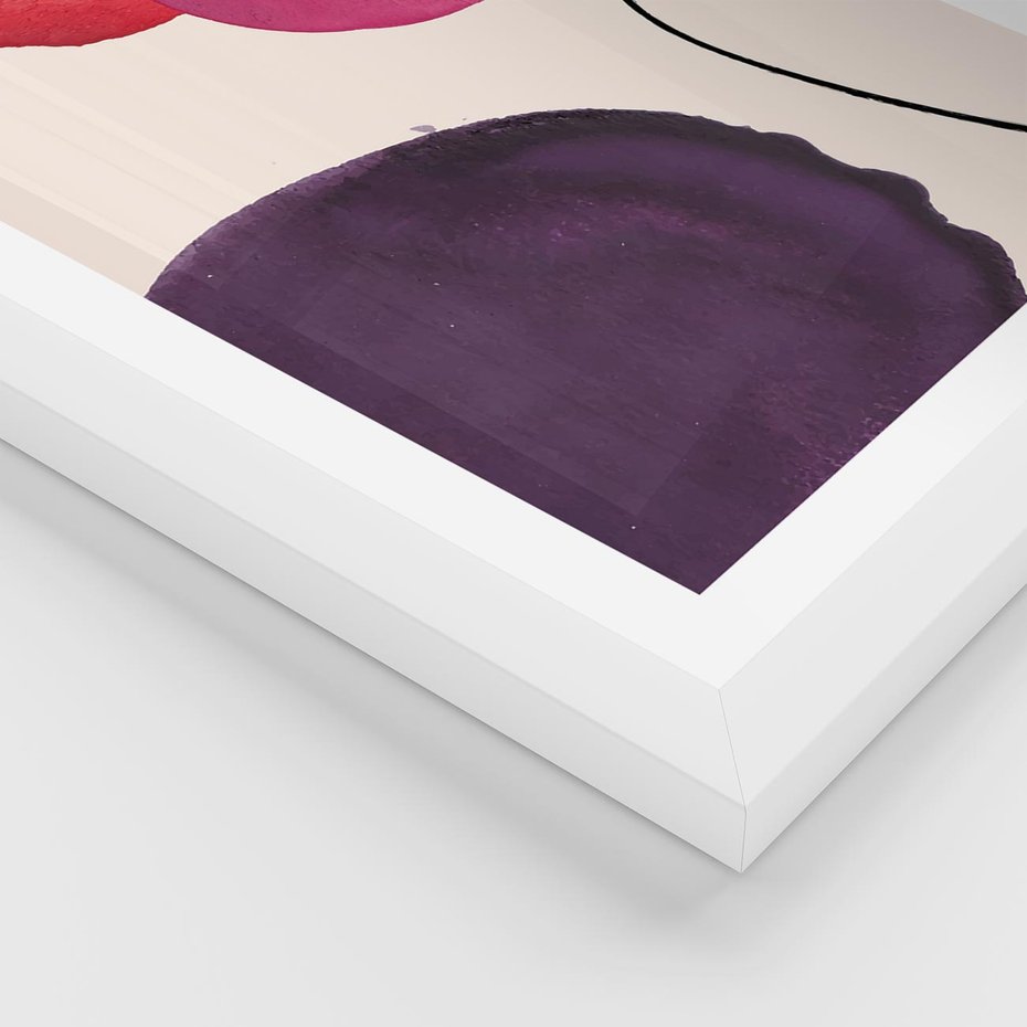 Plakat w ramie 50x70 - Kolorowe Impresje - abstrakcyjne akwarelowe plamy, nieregularne linie - rama biała