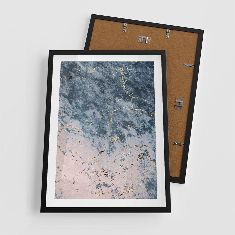 Plakat w ramie 50x70 - Elegancja i Wyrafinowanie - marmur, złoto - rama czarna