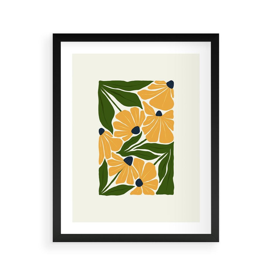 Plakat w ramie 40x50 - Świetliste Kwiaty Natury - kwiaty, nowoczesna grafika - rama czarna