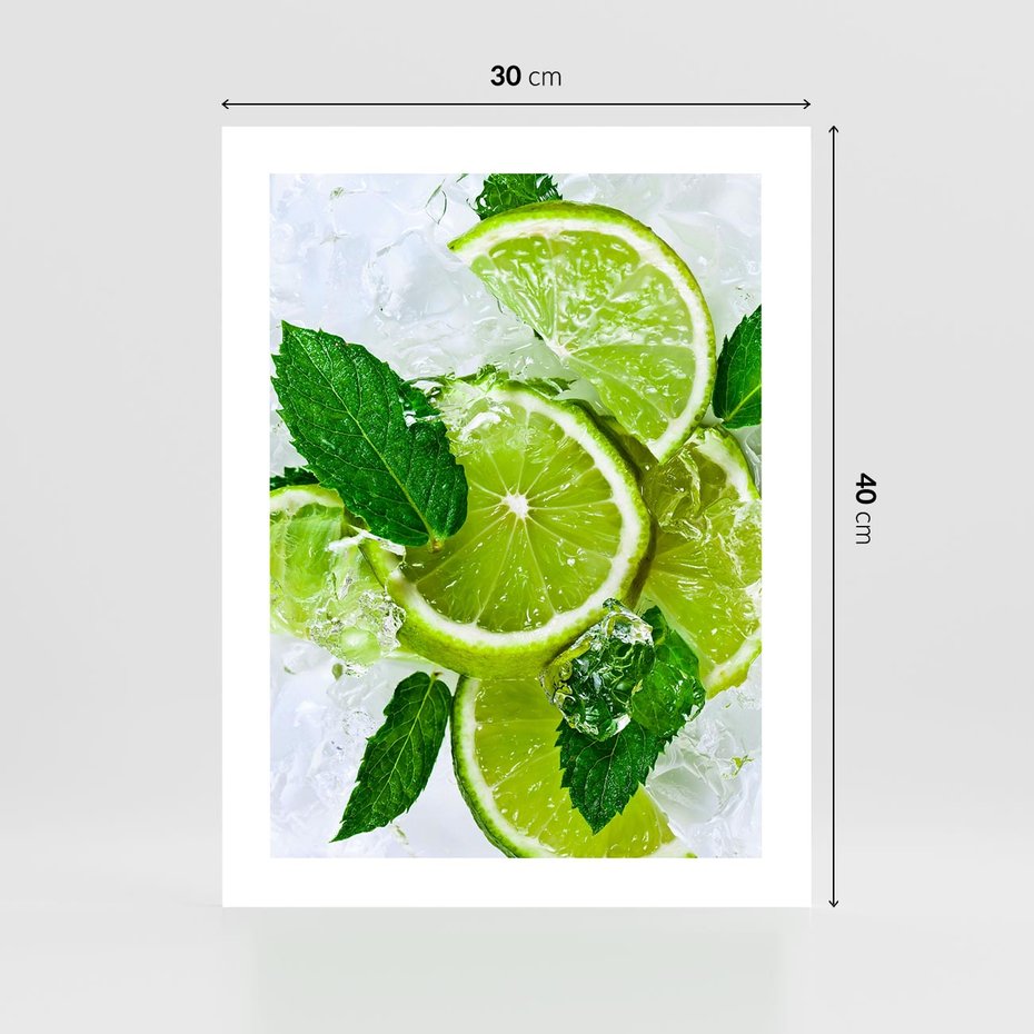 Plakat bez ramy 30x40 - Ożywczy duet limonek i cytryn - limonki, cytryny