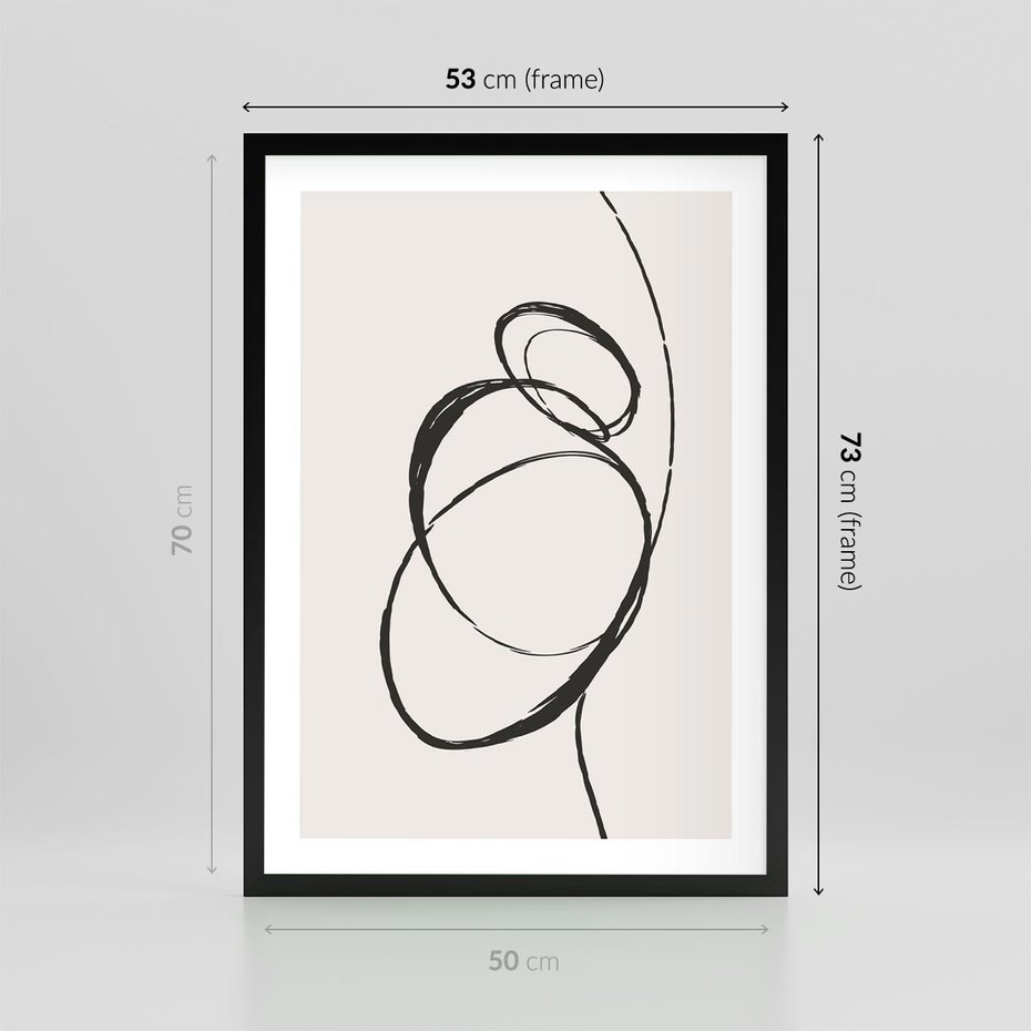Plakat w ramie 50x70 - Modernistyczne Refleksje - abstrakcyjne szkicowane linie, minimalizm - rama czarna