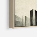 Obraz w ramie 50x50 - Mroczne Wieżowce - postarzana grafika, perspektywa budynków wieżowców - rama drewno