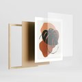 Plakat w ramie 40x50 - Brązowa Ekspresja - liść monstery, boho obraz - rama drewno