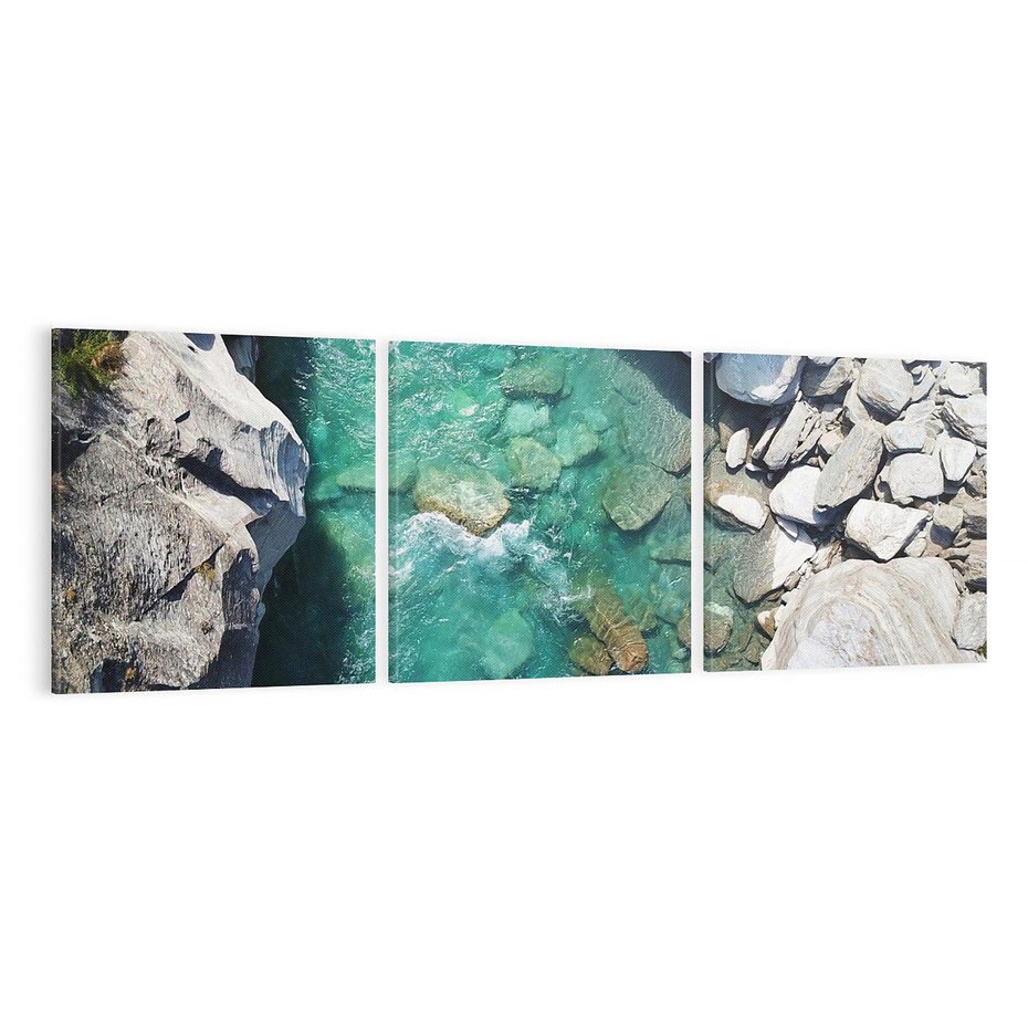 Obraz na płótnie 120x40 - Spotkanie natury i siły - rzeka, skały