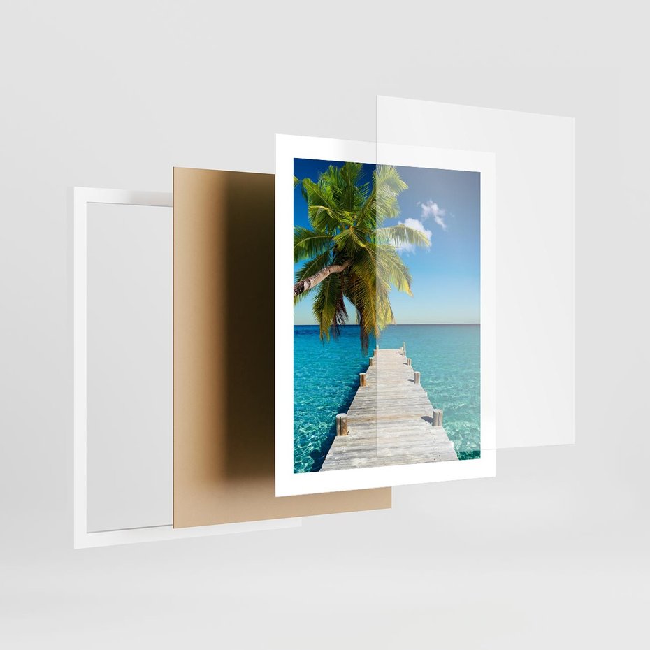 Plakat w ramie 40x50 - Hawajskie Palmy - palma, morze - rama biała