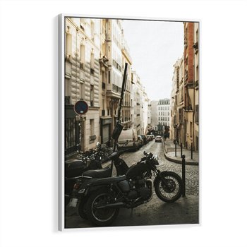 Obraz w ramie 70x100 - Ducha Przygody - motor, uliczka - rama biała