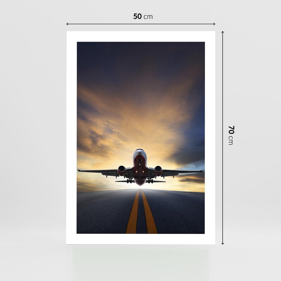 Plakat bez ramy 50x70 - Podróż samolotem w pejzaż - samolot, podróż