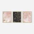Zestaw obrazy w ramie 40x50 galeria - Marmur, złoto, róż, czerń - rama drewno