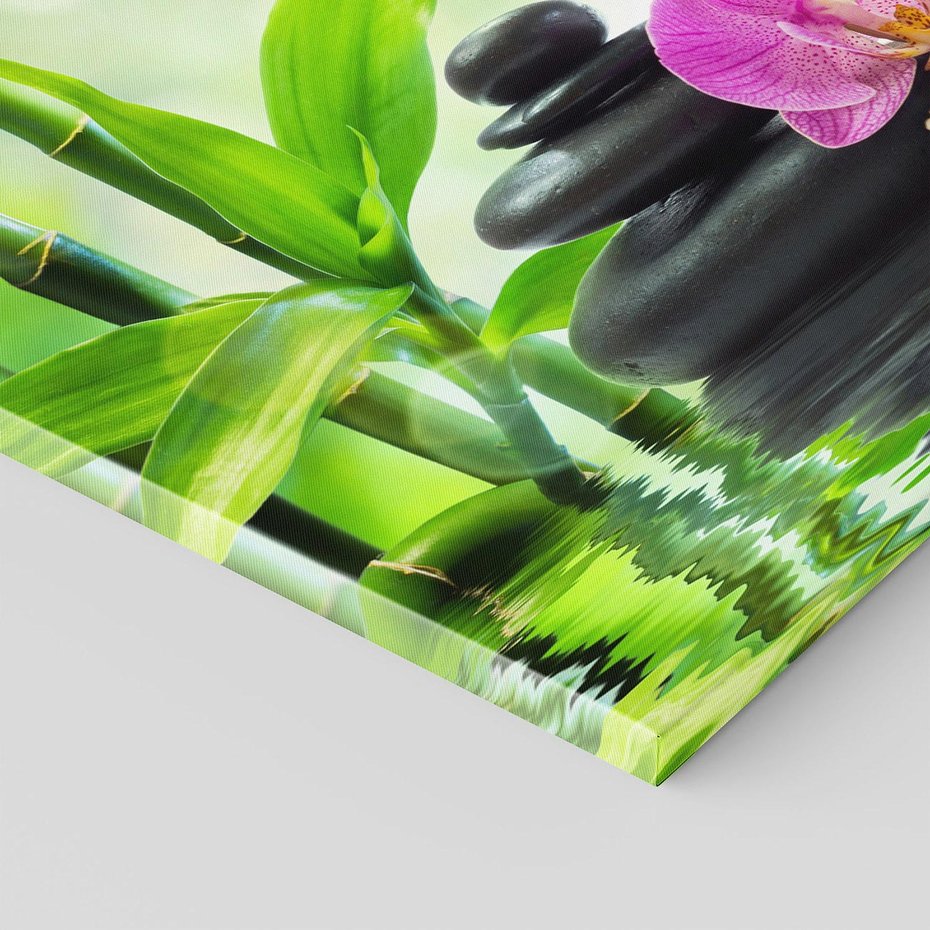 Obraz na płótnie 120x80 - Relaksujący świat SPA z kwiatami i bambusem - spa, kwiaty