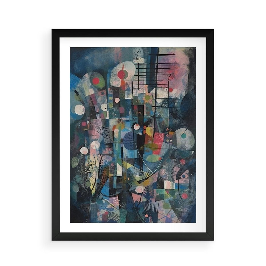 Plakat w ramie 50x70 - Rozbijając Granice Kreatywności - abstrakcyjny obraz, sztuka abstrakcji - rama czarna