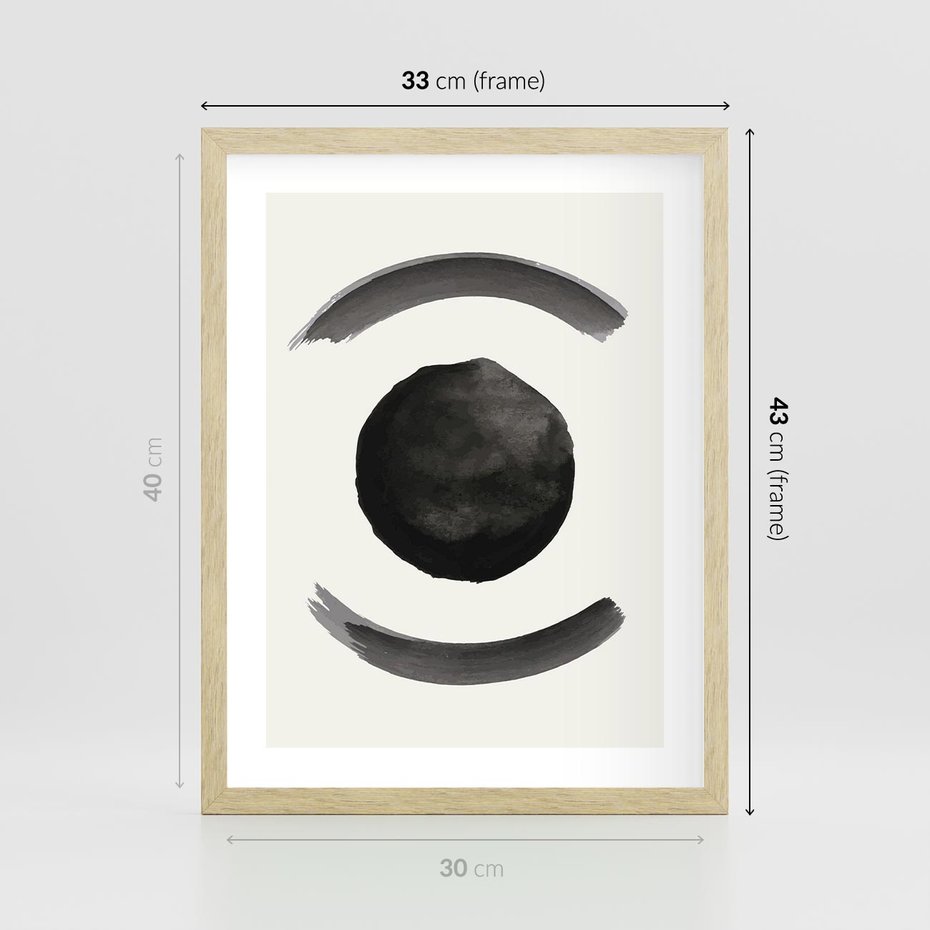 Plakat w ramie 30x40 - Bezczasowe Echo - abstrakcyjne plamy okręgi, akwarelowe - rama drewno