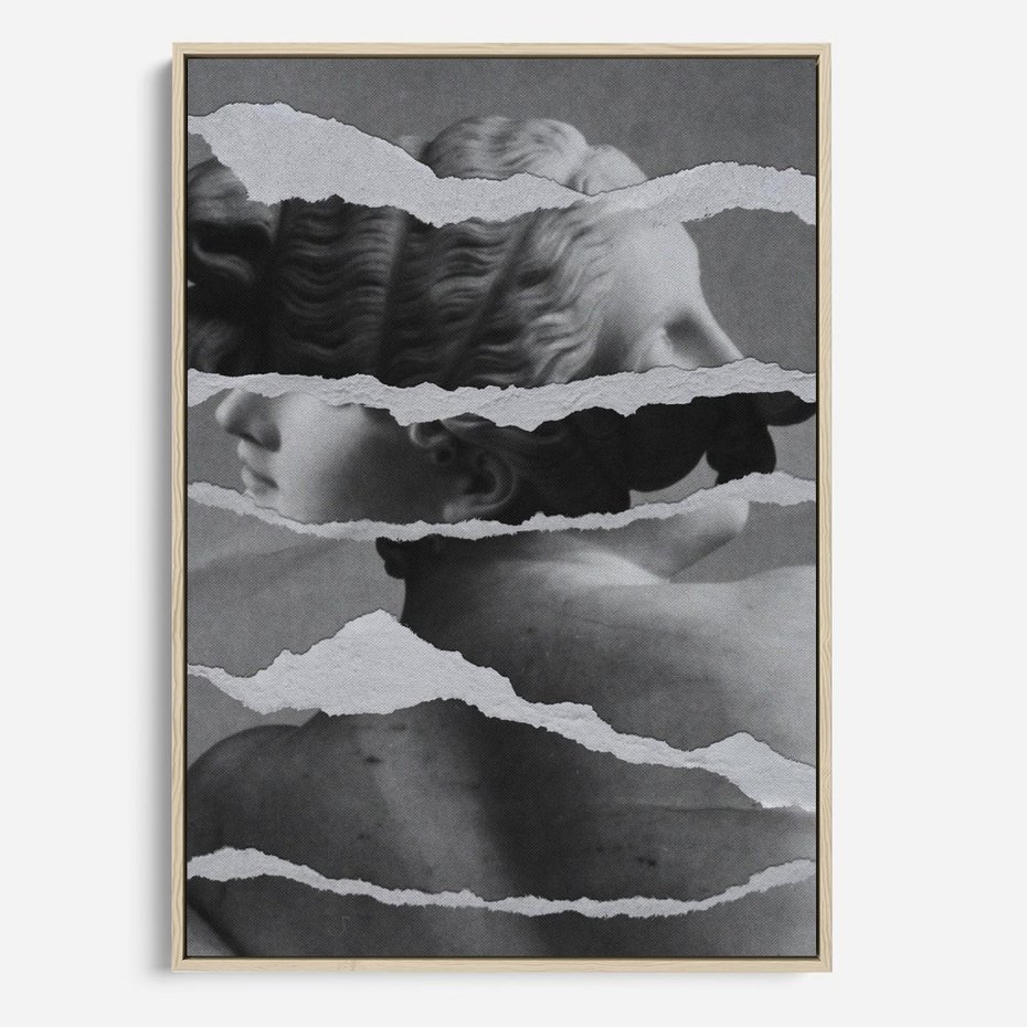 Obraz w ramie 70x100 - Kolaż z Antyczną Rzeźbą - antyczna rzeźba, kolaż ze zdjęć - rama drewno