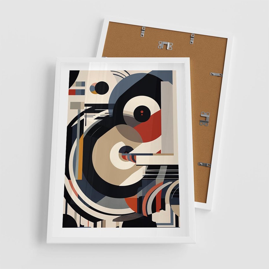 Plakat w ramie 50x70 - Wibracje Marzeń - abstrakcyjny obraz, geometryczne koła - rama biała