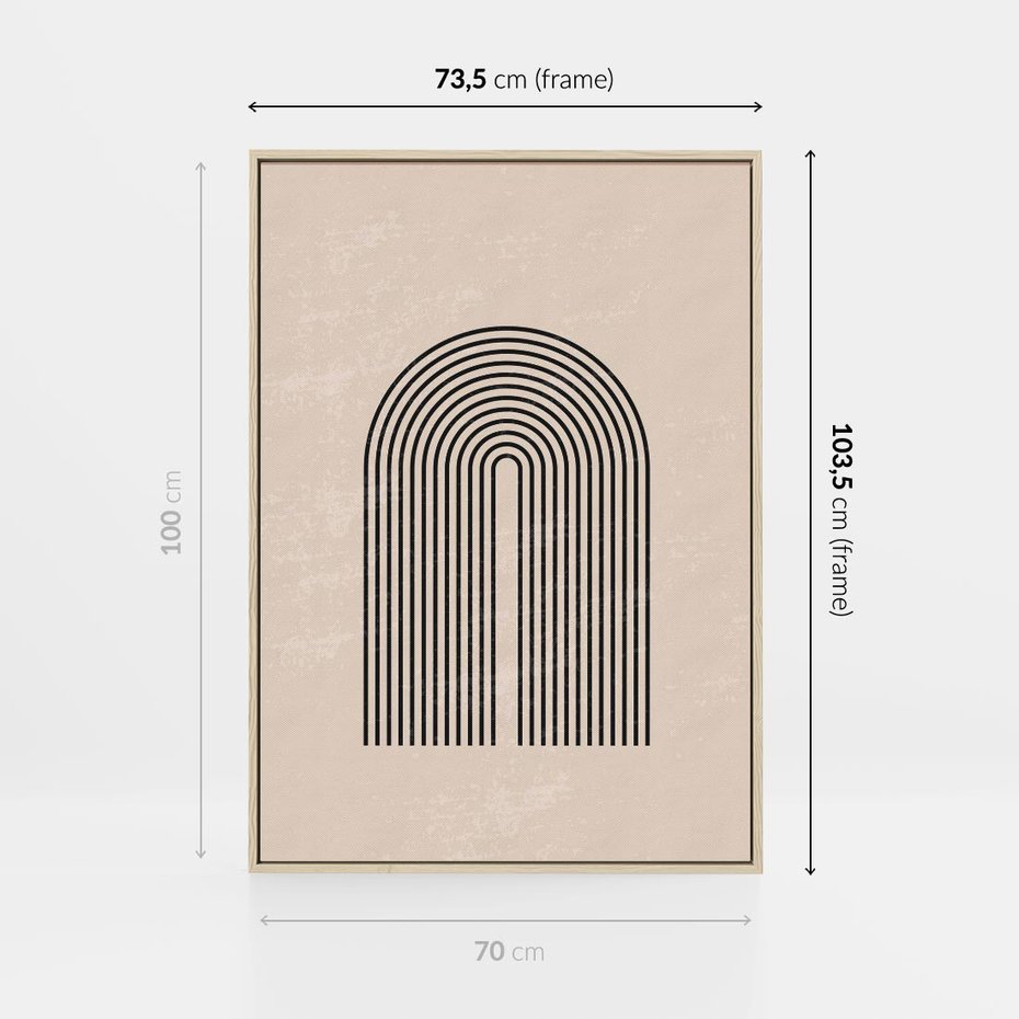 Obraz w ramie 70x100 - Migocące Echa - abstrakcyjne linie, geometria - rama drewno