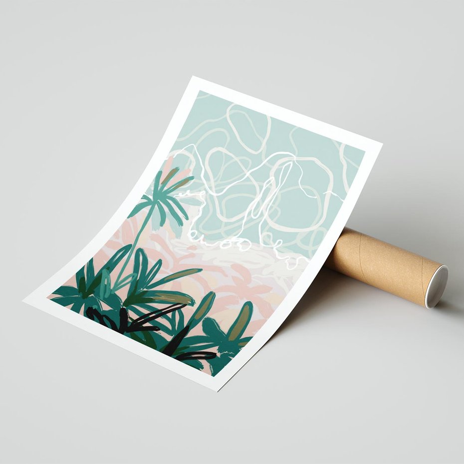 Plakat bez ramy 30x40 - Rajski Stan - pastelowy krajobraz, nowoczesny plakat