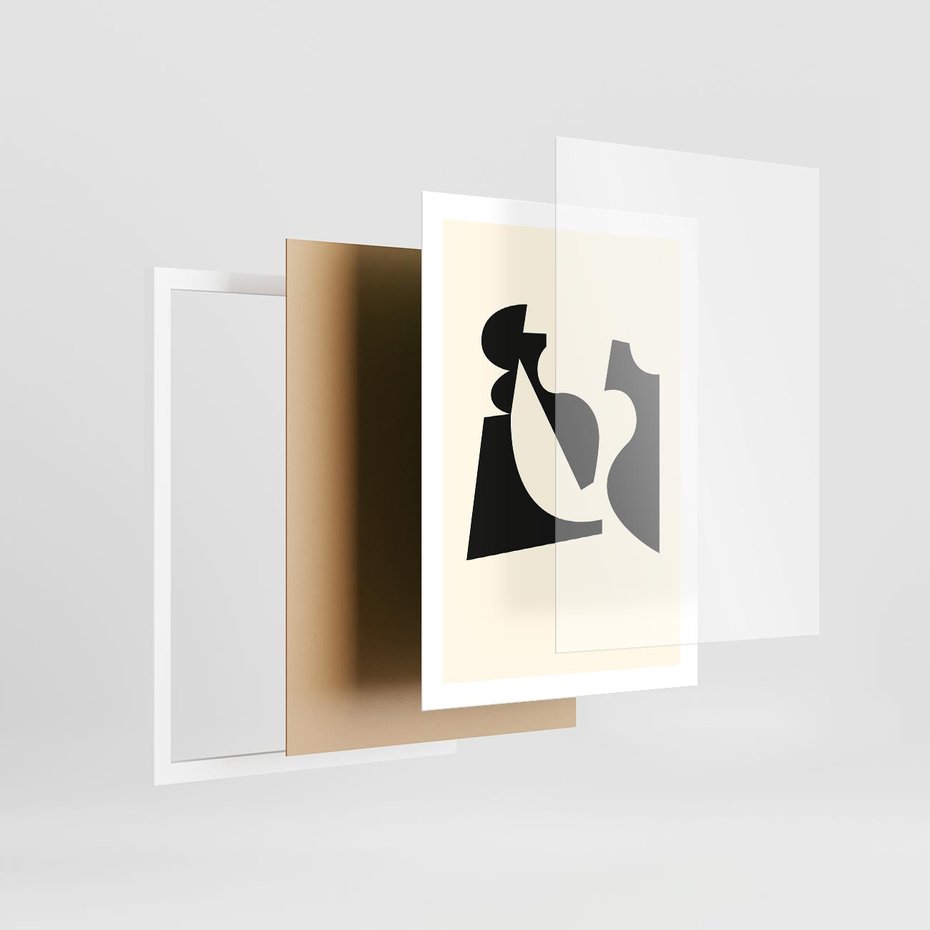 Plakat w ramie 50x70 - Tajemnicze Spektrum - abstrakcyjne kształty, geometria - rama biała