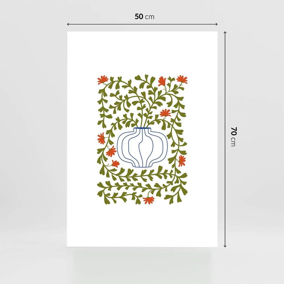 Plakat bez ramy 50x70 - Wewnętrzne Fale - kwiaty w wazonie, minimalizm