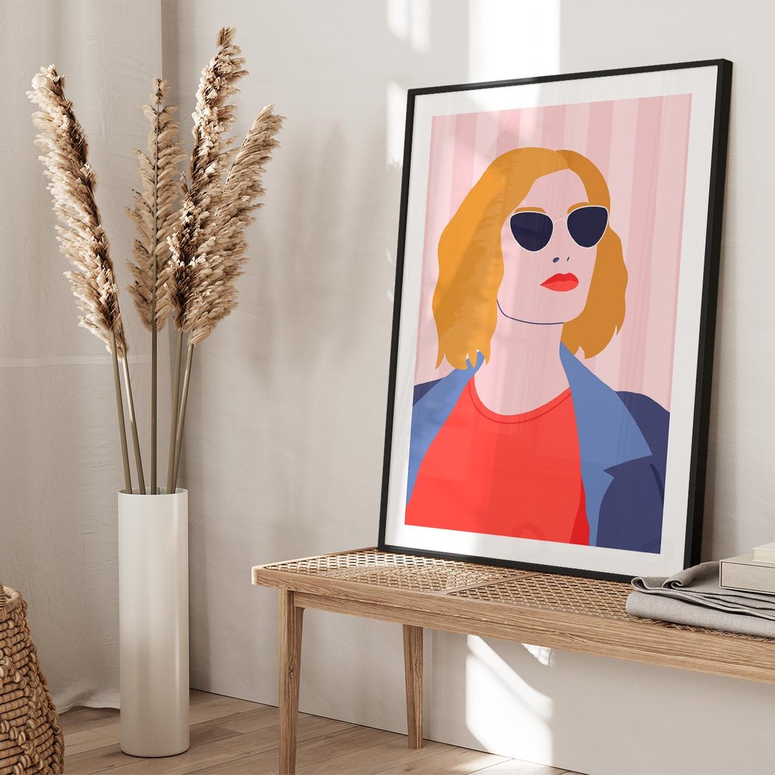 Plakat w ramie 30x40 - Kobieca Ekspresja - nowoczesny plakat, styl retro - rama czarna