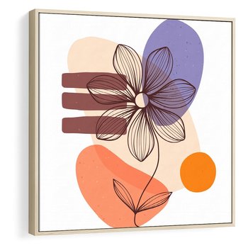 Obraz w ramie 50x50 - Migocące Odbicia Kwiatów - abstrakcyjna sztuka, plamy - rama drewno