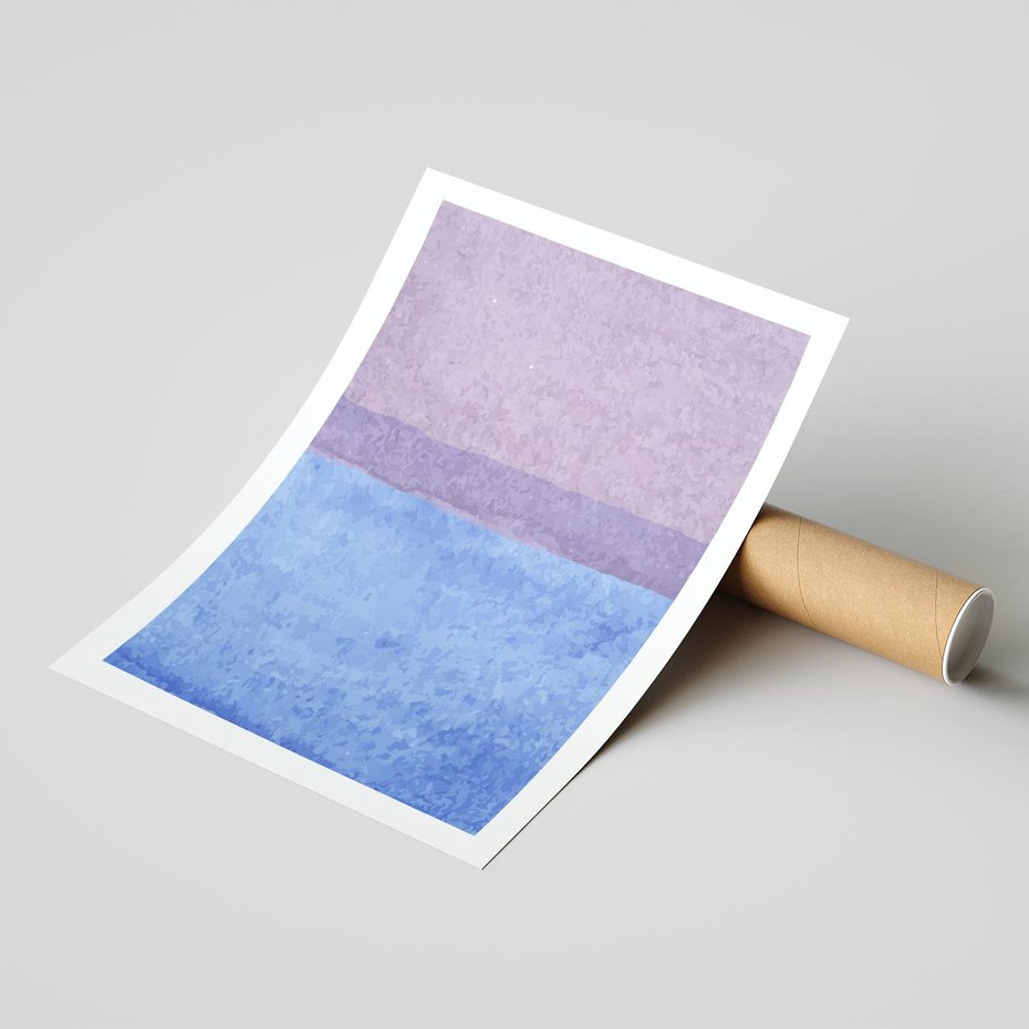 Plakat bez ramy 21x30 - Taniec Światła - kolorowe akwarelowe pasy, odcienie fiolet