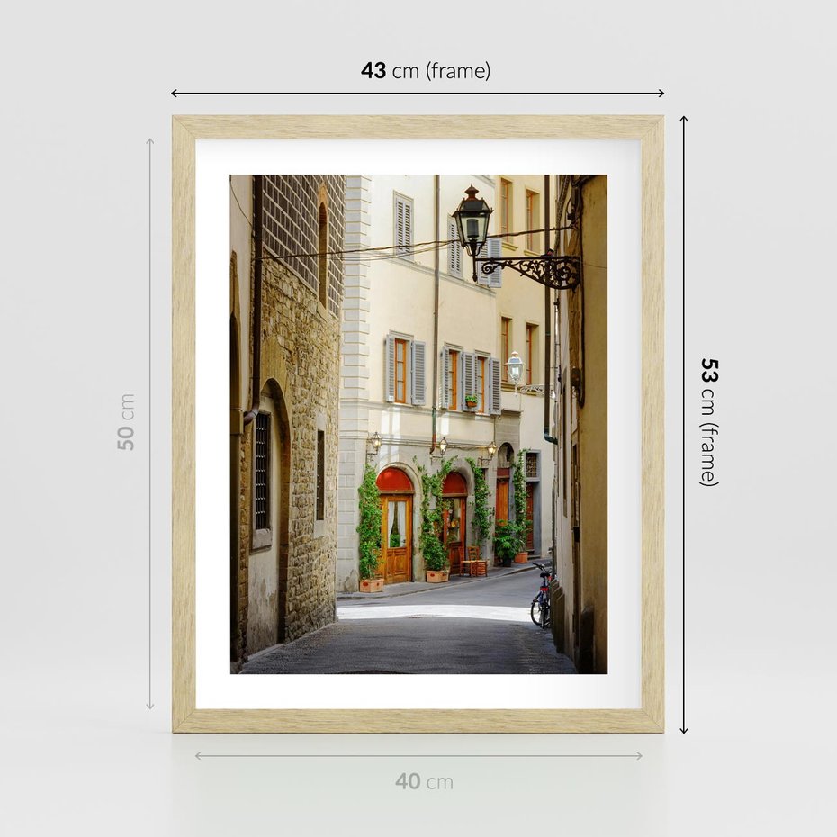 Plakat w ramie 40x50 - Uliczka: perspektywa miejskiego krajobrazu - uliczka, perspektywa - rama drewno