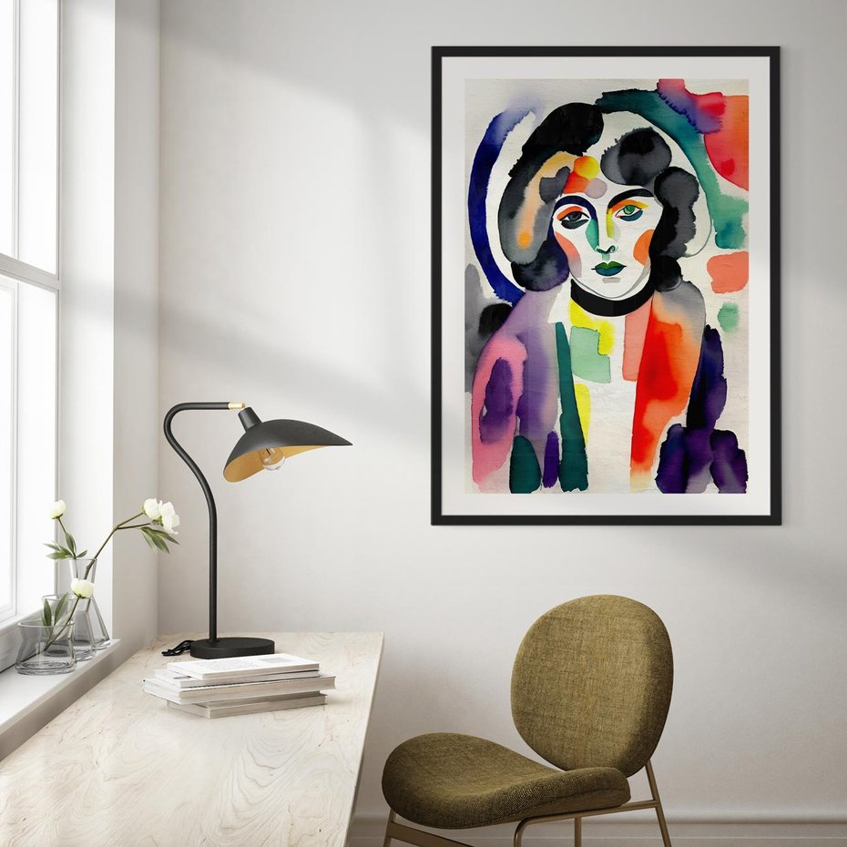 Plakat bez ramy 30x40 - Subtelne Akwarelowe Ulotności - abstrakcyjny akwarelowy portret kobiety, rozmyte farby