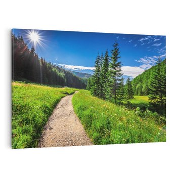 Obraz na płótnie 100x70 - Harmonia natury - góry, łąka