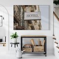 Obraz w ramie 120x80 - Magiczne Spacery - hotel, uliczka - rama biała
