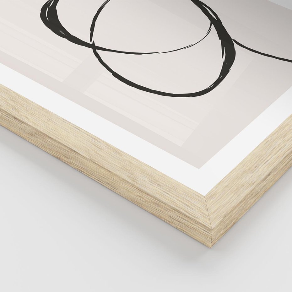 Plakat w ramie 40x50 - Modernistyczne Refleksje - abstrakcyjne szkicowane linie, minimalizm - rama drewno