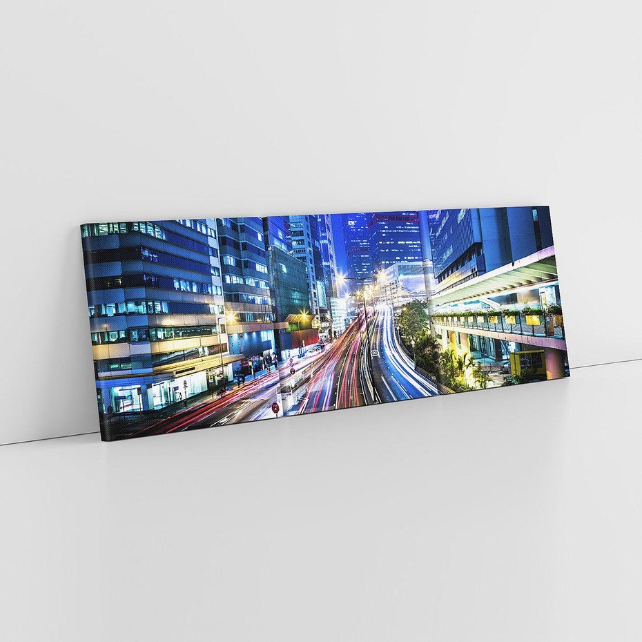 Obraz na płótnie 90x30 - Nocne Światła Miasta - noc, miasto