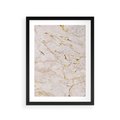 Plakat w ramie 30x40 - Beżowy Marmur i Złoto - marmur, beżowy marmur - rama czarna