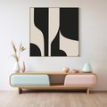Obraz w ramie 80x80 - Abstrakcyjne Linie - boho plakat, rycina - rama drewno