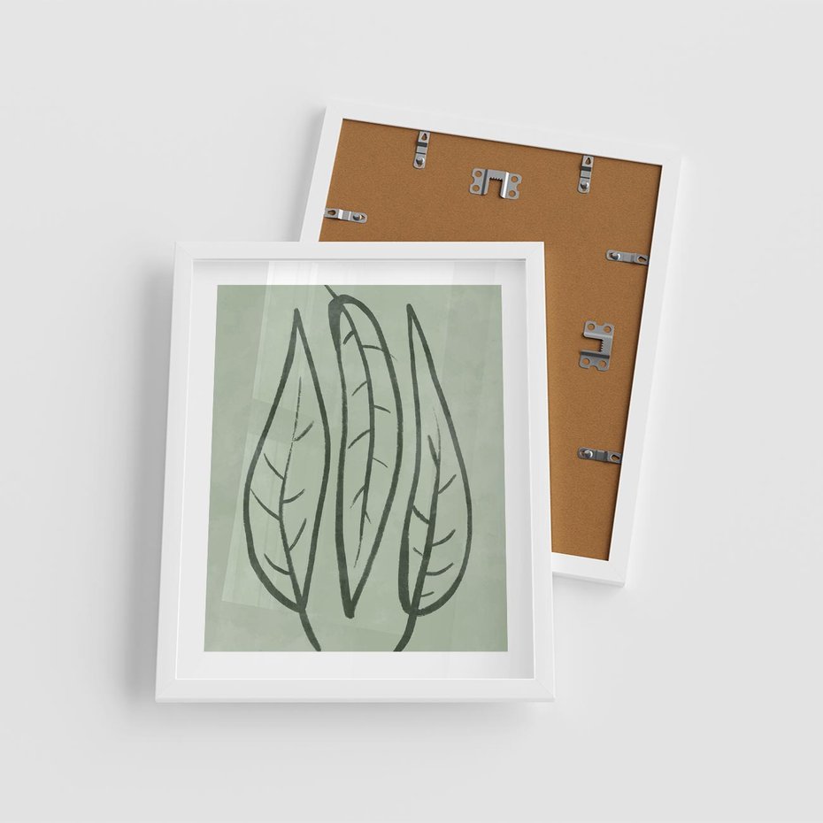 Plakat w ramie 40x50 - Energetyczne Ekspresje Natury - zielony plakat, roślinne motywy - rama biała