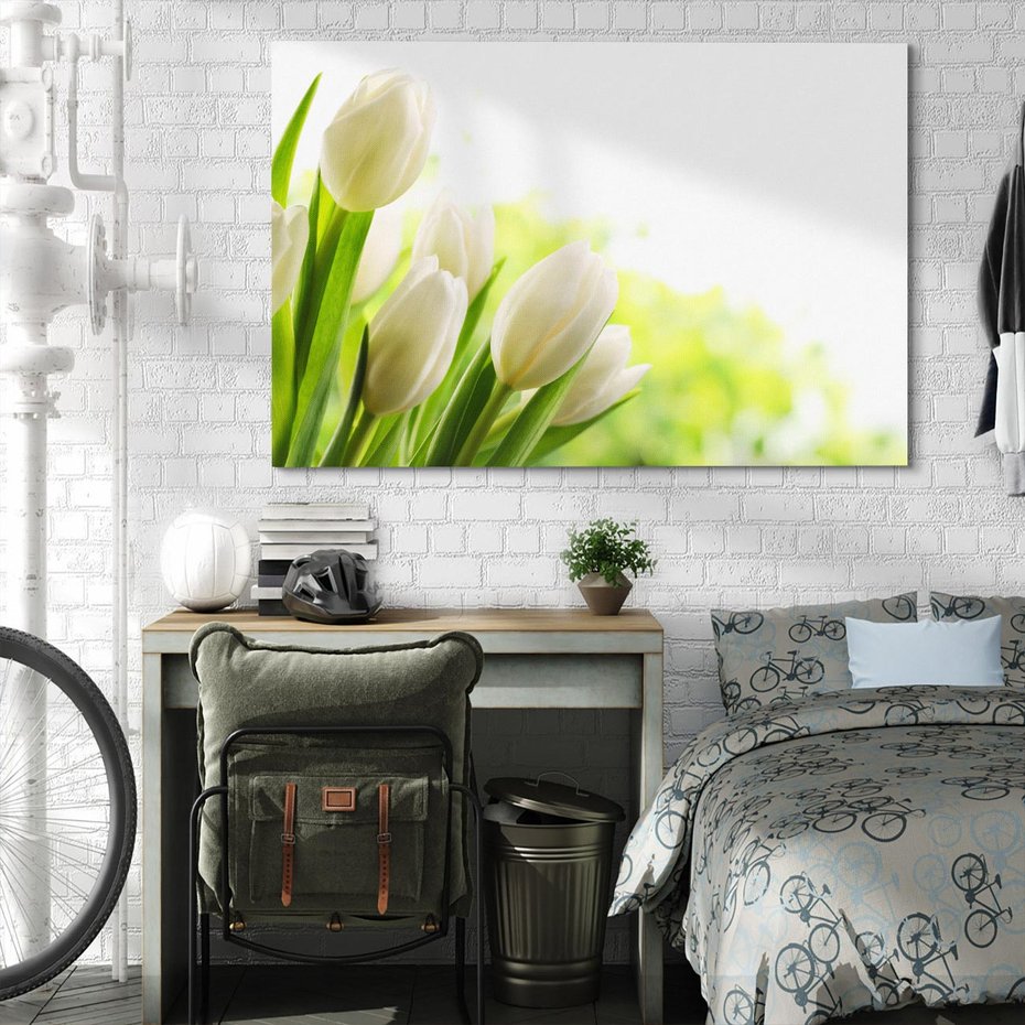 Obraz na płótnie 70x50 - delikatność kwiatów - tulipany, kwiat