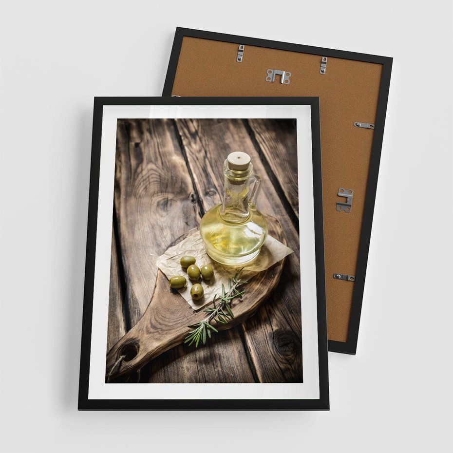 Plakat w ramie 50x70 - Oliwki w restauracji - oliwa, oliwki - rama czarna