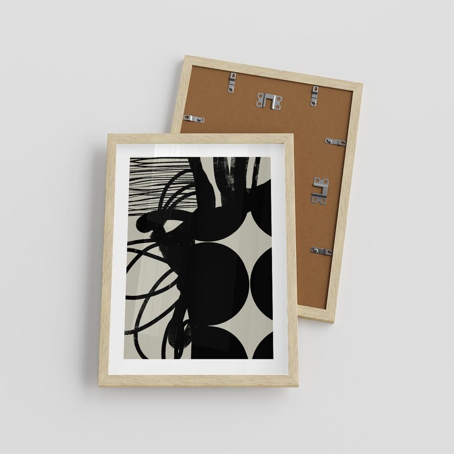 Plakat w ramie 30x40 - Modernistyczne Refleksje - abstrakcja, mroczny klimat - rama drewno