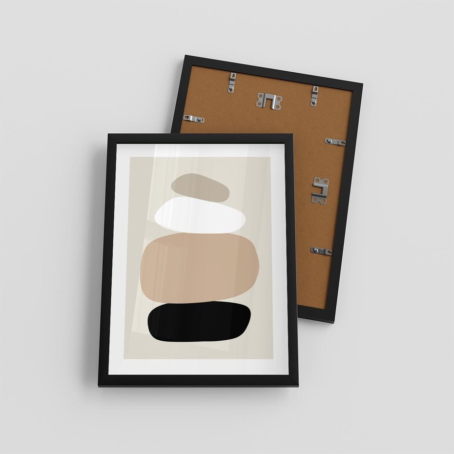 Plakat w ramie 30x40 - Zgeometryzowane Kształty - modernistyczny plakat, obłe kształty - rama czarna