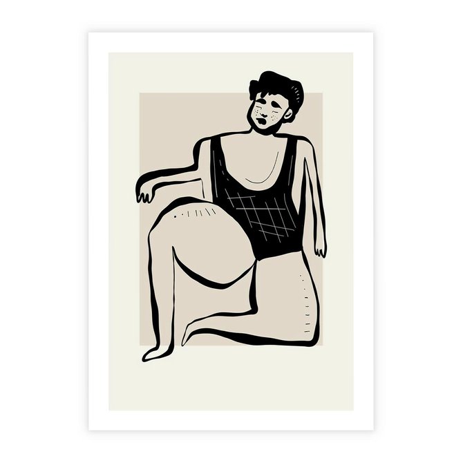 Plakat bez ramy 21x30 - Szkic Kobiety w Czerni i Bieli - grafika, modern