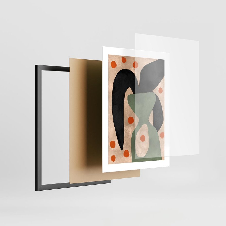 Plakat w ramie 30x40 - Impresje Boho - abstrakcyjny obraz, plakat - rama czarna