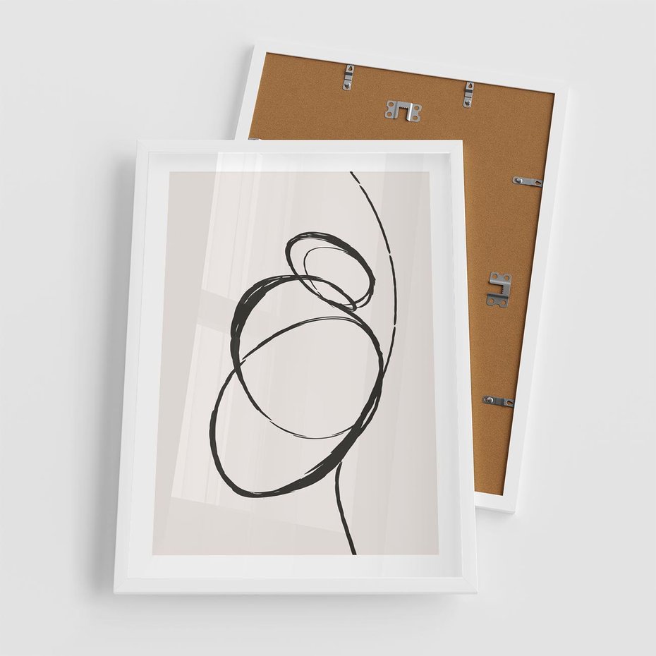Plakat w ramie 50x70 - Modernistyczne Refleksje - abstrakcyjne szkicowane linie, minimalizm - rama biała