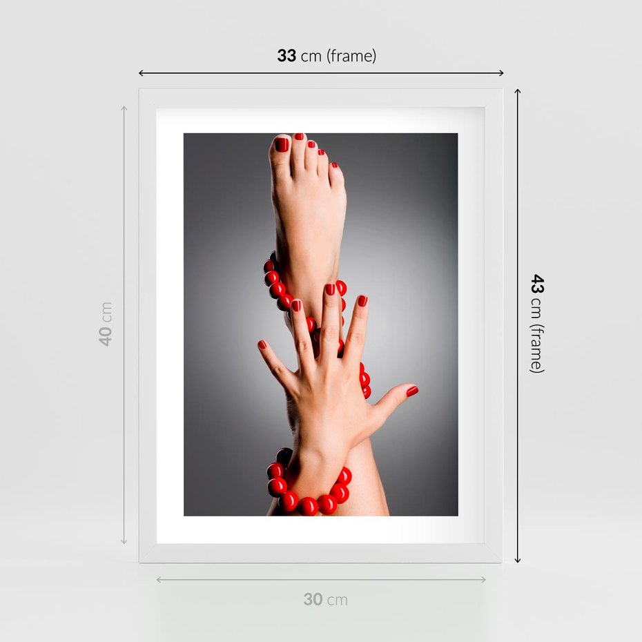 Plakat w ramie 30x40 - Manicure i Pedicure - Piękno Paznokci - manicure, pedicure - rama biała