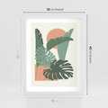 Plakat w ramie 30x40 - Abstrakcyjne Tropiki - liście, rośliny tropikalne w graficznym stylu - rama biała
