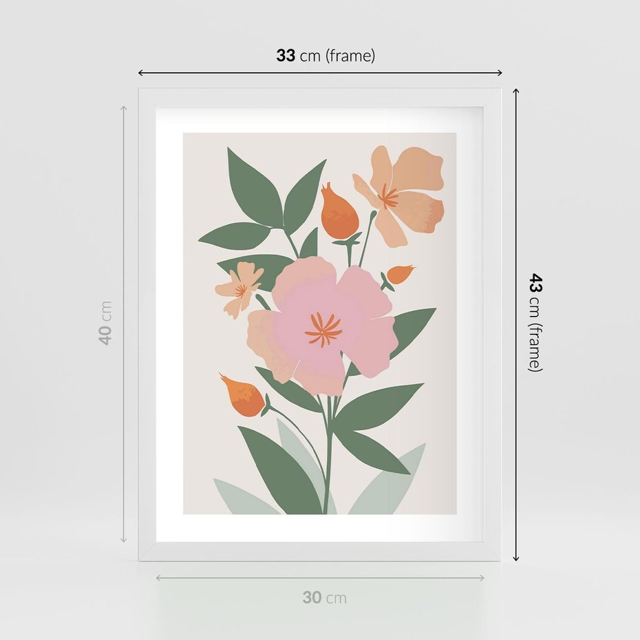 Plakat w ramie 30x40 - Kwiatowe Nastroje - kwiat, sztuka nowoczesna - rama biała