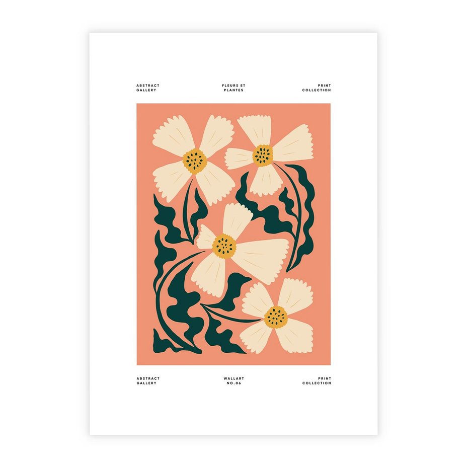 Plakat bez ramy 30x40 - Refleksje w roślinnym odbiciu - kwiatowa kompozycja, minimalizm